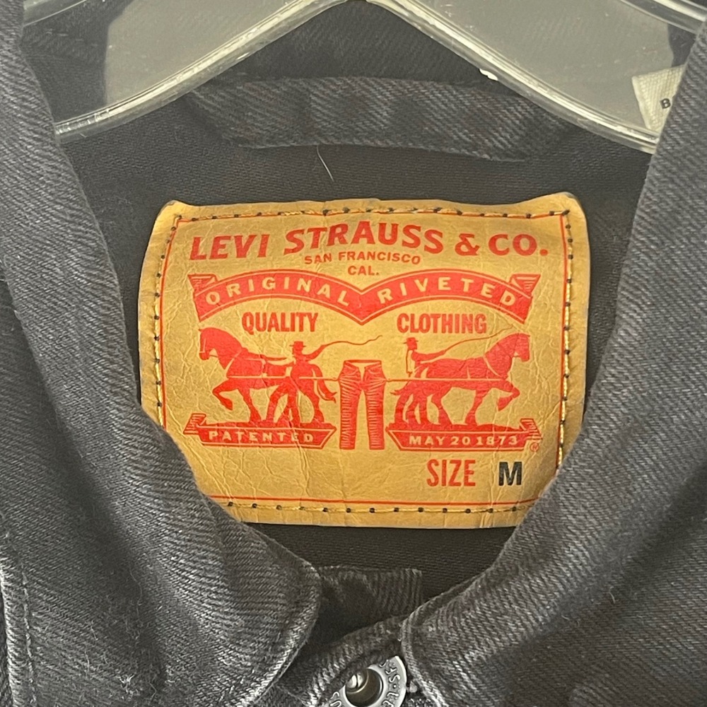 Levis Trucker Jacket Mens M Black Stretch Denim Outerwear - Picture 5 of 9